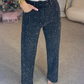 👖 60% DE RÉDUCTION VENTE 2025! ✨ Jeans à Jambe Droite avec Strass - Broderie Cristal et Taille Haute pour une Silhouette Élégante 💎👖