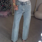 👖 60% DE RÉDUCTION VENTE 2025! ✨ Jeans à Jambe Droite avec Strass - Broderie Cristal et Taille Haute pour une Silhouette Élégante 💎👖