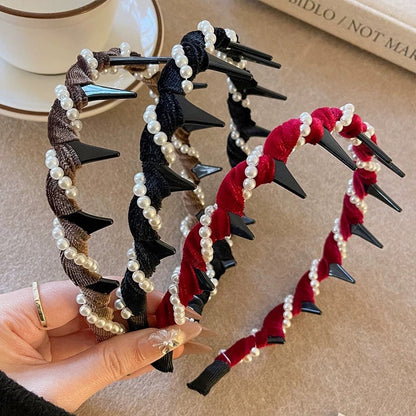 📢✨🆘Acheter 1 cheval droit obtenez un ensemble de 5 anneaux de cheveux!   🌸Serre - tête vintage en perles artificielles🫧