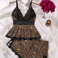 📢🌸👚Offre spéciale d'une durée limitée 63% de réduction💕 Ensemble de vêtements de nuit caraco et short à col en V avec bordure en dentelle