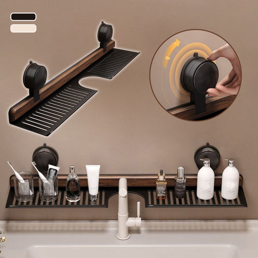 🎁✨Vente de nouveaux produits - 62 % de réduction✨Étagère de Salle de Bain à Ventouse en Noyer