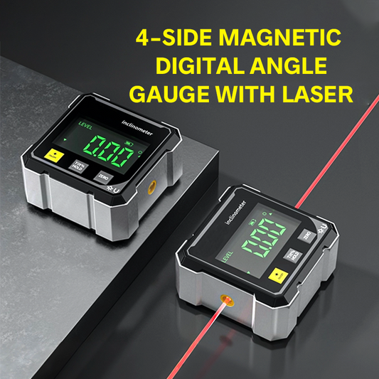 📢📢50 % de réduction !! ⏰Jauge d‘Angle Numérique Magnétique 4 Faces – Mesure Laser Précise, Écran LCD Rétroéclairé & Auto-Calibrage