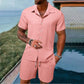 💎 60% DE RÉDUCTION ! 💎 Ensemble 2 Pièces Homme – Chemise Ample + Short Rayé, Look Décontracté & Respirant pour l’Été 🌿👕