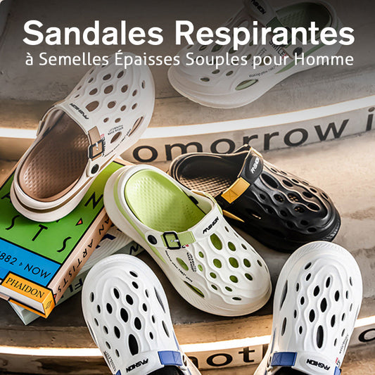 🎁 50% de réduction pour un temps limité 🚀 Sandales respirantes à semelle épaisse douce pour hommes, femmes ✨