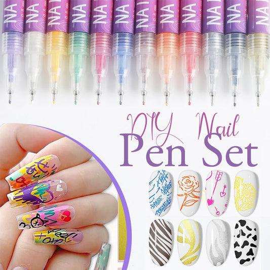 🚀🌸50% de réduction⏳ Coffret de 12 stylos à ongles✨