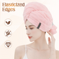 📢📢50% DE RÉDUCTION !! ⏰ Grande Serviette pour Cheveux – Tissu Corail Doux – Absorption Rapide & Bande Élastique for Femmes 💕