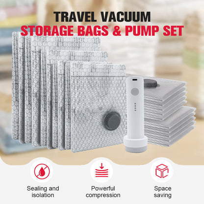 📢📢40% DE RÉDUCTION !! ⏰Sacs de Rangement Sous Vide avec Pompe Électrique – Gain d'Espace 80%, Protection Anti-Humidité & Matériau PA+PE Résistant for Voyages, Vêtements et Literie Bien Organisés ✨🛏️