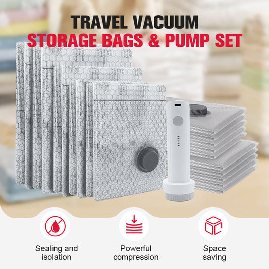 📢📢40% DE RÉDUCTION !! ⏰Sacs de Rangement Sous Vide avec Pompe Électrique – Gain d'Espace 80%, Protection Anti-Humidité & Matériau PA+PE Résistant for Voyages, Vêtements et Literie Bien Organisés ✨🛏️