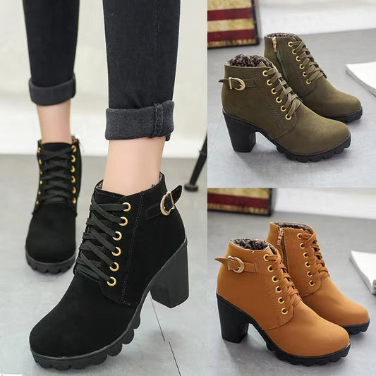 📢Dernier jour de soldes⏰ Bottes Femme à Talon Block Semelle Épaisse