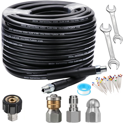 💦 69% DE RÉDUCTION ! 🚿 Kit de Nettoyage Haute Pression 5800 PSI pour Égouts - Buse Rotative et Flexible Renforcé pour Déboucher les Canalisations 🛠️✨