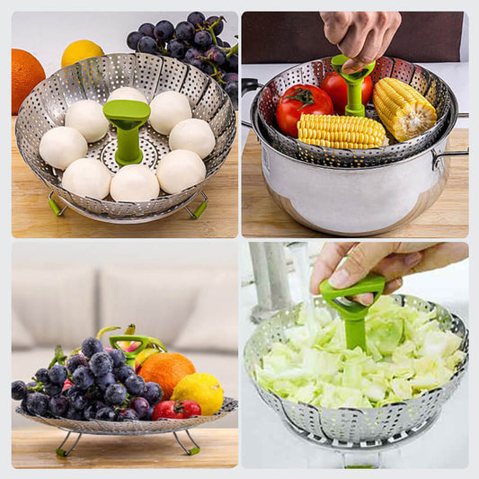 📢📢40% DE RÉDUCTION !! ⏰ Panier Vapeur Pliable en Acier Inoxydable – Polyvalent, Compact, Pratique 🥦