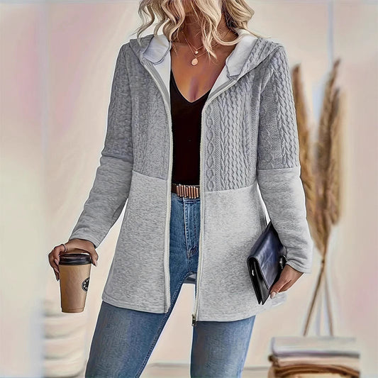 📢📢56 % de réduction！！！📍Veste tendance à capuche et manches longues zippée pour femme