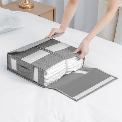 📢📢40% DE RÉDUCTION !! ⏰ Set de Draps Pliables Organiseur – Lin Imitation + Carton – Fenêtre Transparente & Fermeture Solide pour Literie Queen/King 📦