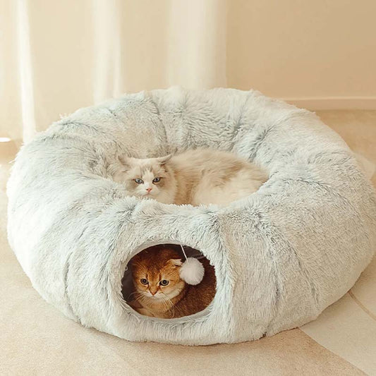 🔥 55 % DE RÉDUCTION 🎁Lit tunnel rond souple pliable 2 en 1 pour chat d'intérieur