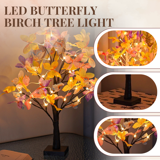 Lampe LED papillon bouleau