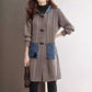 Button Detail Patchwork Knit Sweater Coat