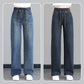 🔥 51% DE RÉDUCTION ! ✨ Jean Femme Taille Haute Coupe Droite - Ceinture à Cordon Réglable, Version Molletonnée ou Cheville, Tissu Élastique Confortable 👖✨
