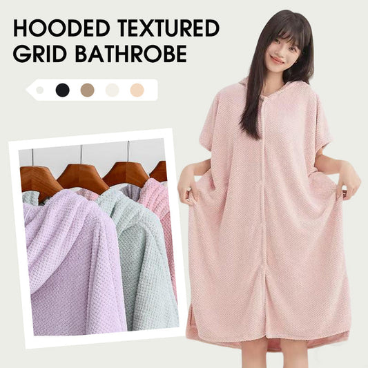 📢📢50 % DE RÉDUCTION ! ✨Peignoir femme confortable à capuche et texture quadrillée