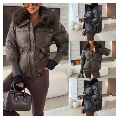 📢📢55 % DE RÉDUCTION !!!🔥Élégante doudoune pour femme avec col en fourrure synthétique