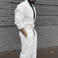 Men's Casual Lapel Top & Drawstring Pants Set