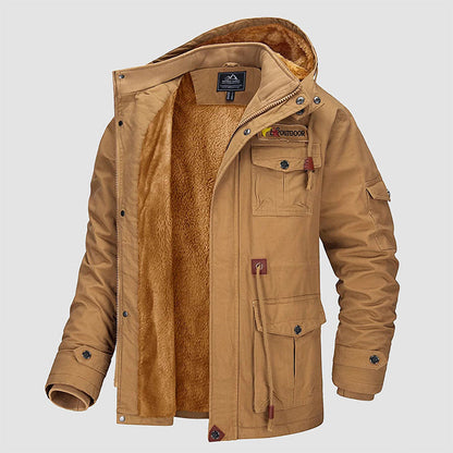 📢📢50% DE RÉDUCTION !!! ✨Veste Militaire Hiver Homme - 100% Coton, 7 Poches, Capuche Amovible, Idéal pour Activités Extérieures 🧥❄️