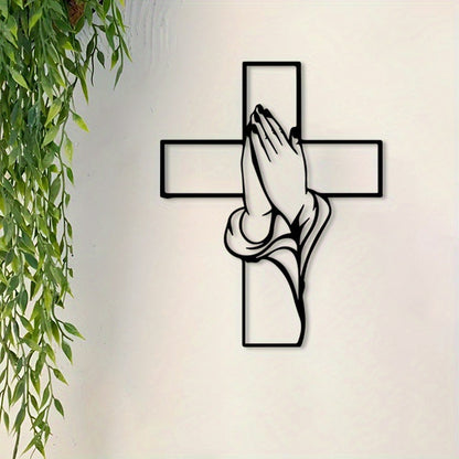 Décoration spirituelle pour la maison Croix avec mains en prière