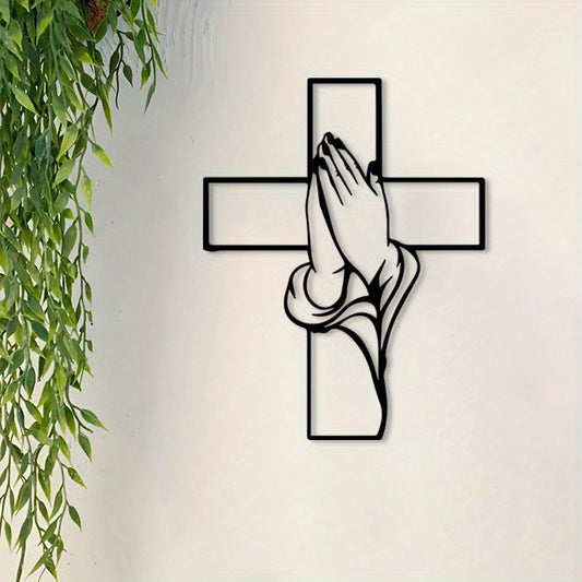 Décoration spirituelle pour la maison Croix avec mains en prière