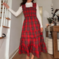 📢📢60% DE RÉDUCTION !!! ✨Robe chic à volants et bretelles spaghetti à carreaux pour femmes