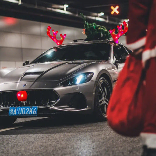 🎅Offre spéciale Noël !🎄Ensemble de Décoration de Noël en Forme de Bois de Renne et de Nez pour Voiture