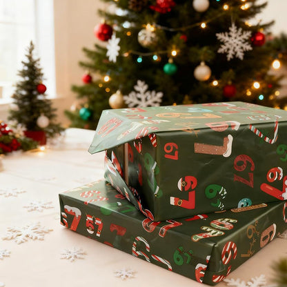 📢📢50% DE RÉDUCTION !!! 🎅Papier d'emballage avec motif numérique de Noël amusant