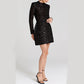 【Édition Prestige】Robe longue à manches longues scintillante avec ceinture pour femme