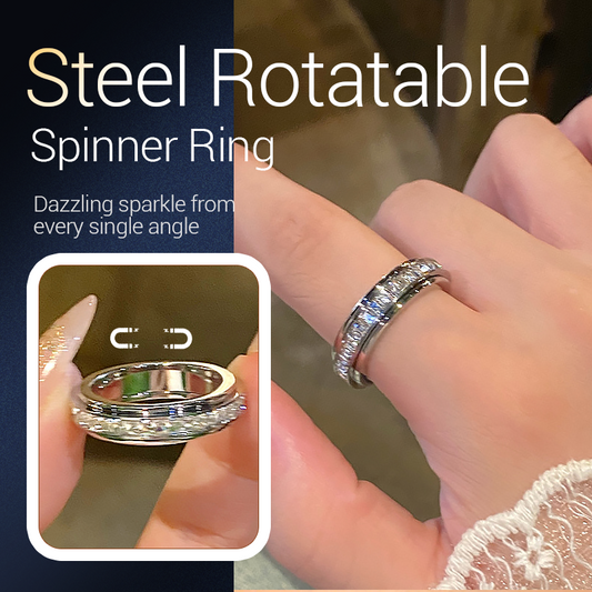 📢📢50% DE RÉDUCTION !!! 🎅Bague tournante en acier titane avec zircone