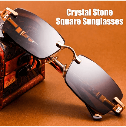 📢📢60 % de réduction !!!✨  Lunettes de soleil en cristal naturel - Protection UV400 & Légères, Idéales pour la conduite et les sorties ✨