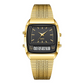 📢📢40 % DE RÉDUCTION !! ⏰ Montre Rétro Carrée Double Affichage – Analogique & Numérique, Boîtier Zinc Durable, Bracelet Acier Inox · Or-Noir, Or, Noir & Or-Argent 🔋