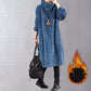 📢📢60 % de réduction !!!🎅👗 Robe Longue Femme en Velours Côtelé - Coupe Ample & Col Haut | Confort Douillet Absolu, Livraison Rapide 📦🍂