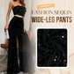 📢📢60 % de réduction !!! 🎅 Pantalon Large à Paillettes pour Femme – Taille Élastique, Brillant & Confortable pour Soirées ✨👖📦