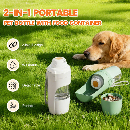Bouteille portable 2 en 1 avec récipient pour aliments