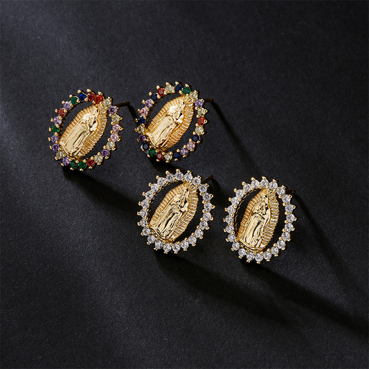 📢📢50 % de réduction !!! 🎅Boucles d'oreilles étincelantes Vierge Marie pour la foi et la mode