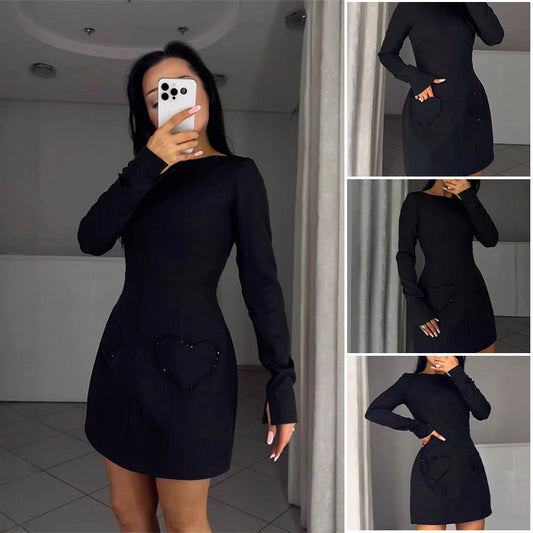 Elegant Round Neck Slim Fit Mini Dress