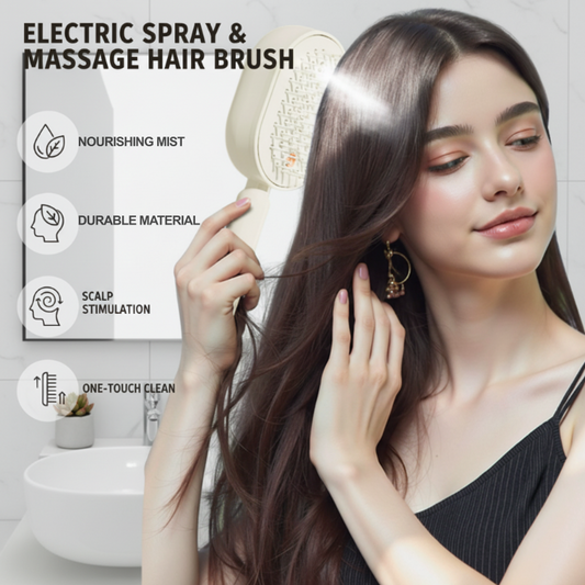 📢📢50 % de réduction !! ⏰ Brosse Électrique Cheveux – Spray Hydratant, Massage & Lissant Instantané ✨📦
