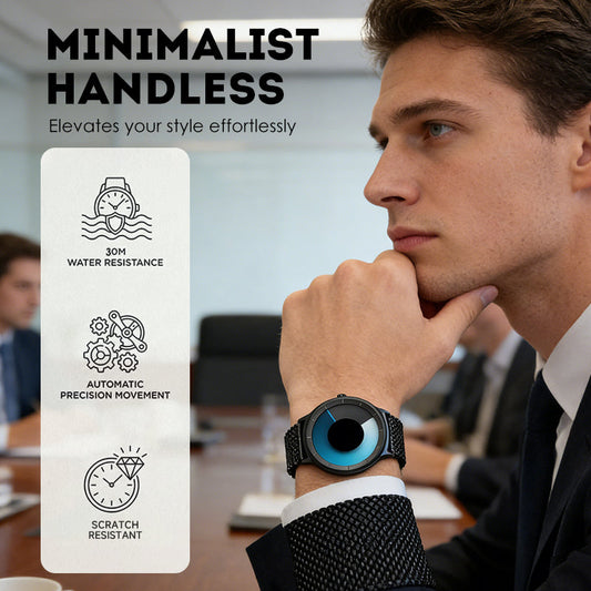 Montre quartz minimaliste imperméable sans aiguilles pour homme