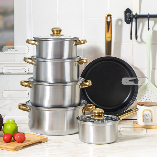 📢📢60 %  DE RÉDUCTION !! ⏰Ensemble d'Ustensiles de Cuisine Antiadhésifs en Acier Inoxydable – Poignée Ergonomique, Facile à Nettoyer & Durable 🛡️