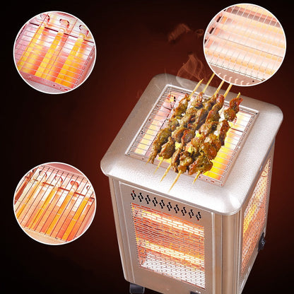 📢📢60 %  DE RÉDUCTION !! ⏰Chauffage électrique portable à 5 côtés avec grille barbecue