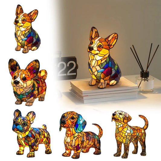 📢📢60 %  DE RÉDUCTION !! ⏰Lampe de table LED avec statue de chiot colorée