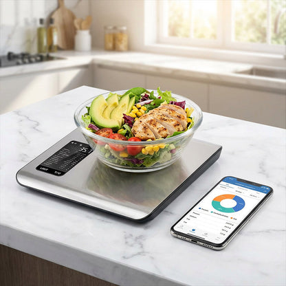📢📢60% DE RÉDUCTION !! ⏰Balance Alimentaire Intelligente – Connexion Bluetooth, Suivi des Nutriments & Design Moderne📱