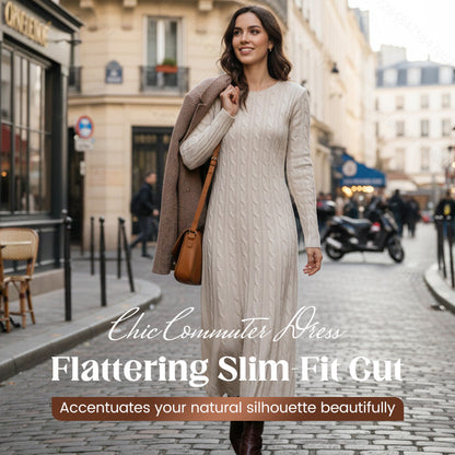 📢📢60 % de réduction ! ✨ Pièce Parfaite pour l‘Hiver : Robe Pull Midi - Confort Cable-Knit pour Tous les Jours