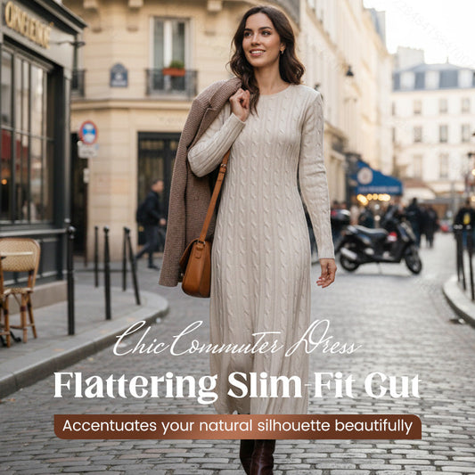 📢📢60 % de réduction ! ✨ Pièce Parfaite pour l‘Hiver : Robe Pull Midi - Confort Cable-Knit pour Tous les Jours