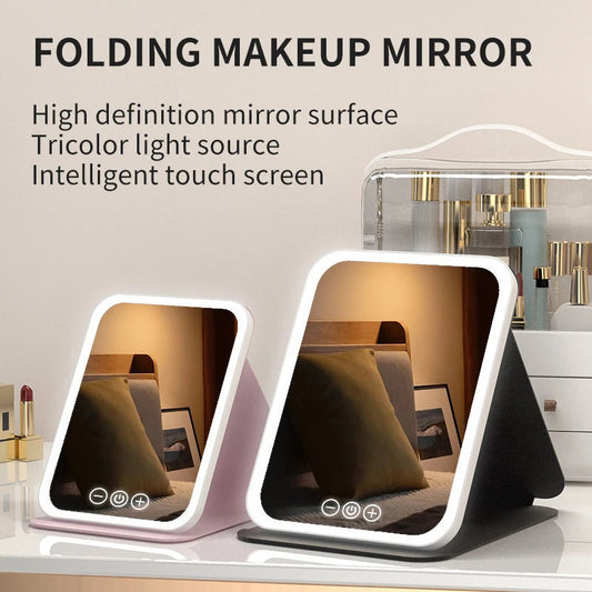 📢📢50 % de réduction !! ⏰Miroir de maquillage pliable portable à LED