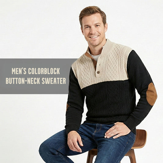 📢📢50 % de réduction !! ⏰Pull à col boutonné color block pour homme