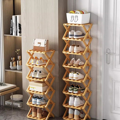 🎋 PROMO FLASH : 50% DE RÉDUCTION ! Étagère à Chaussures Pliable en Bambou Naturel Multi-Niveaux – Sans Montage, Dépliage 3s & Structure en X for un Rangement Écologique et Gain de Place ✨